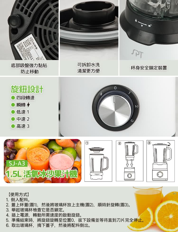 【尚朋堂】1.5L 活氧冰沙果汁機SJ-A3